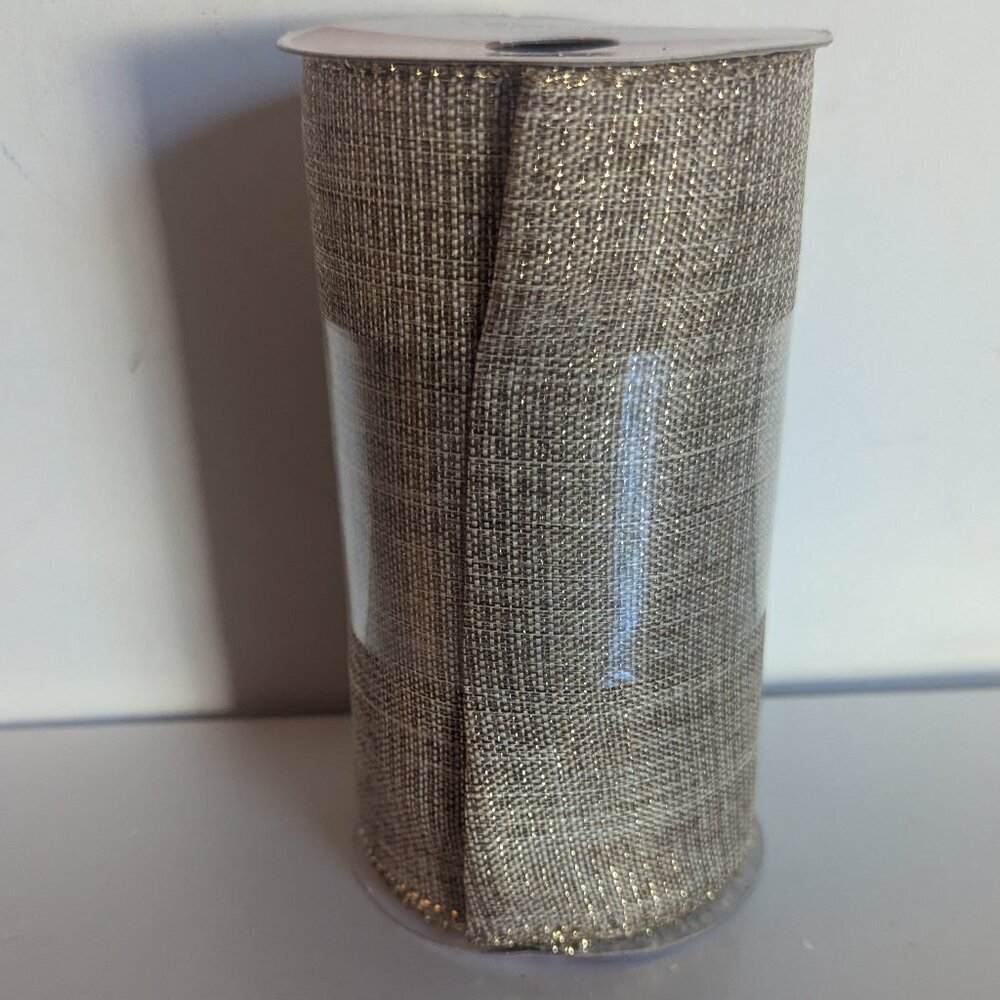 NWT Gold Glitter Burlap Wide Xmas Fabric Ribbon Michael's Holiday Crafts Decor